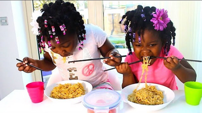 The Chopstick Challenge With Toys AndFun Sisters|