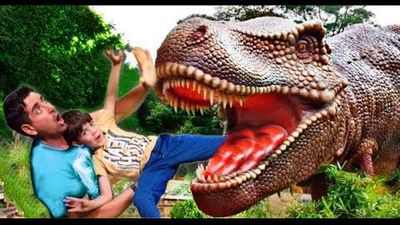 Alex playing at Safari forest * Biggest lifesize dinosuars