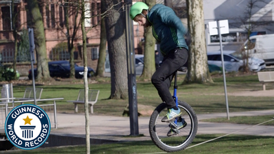 Longest distance traveled on a slackline by unicycle