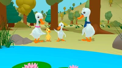 Ducky and Fluffy by the Pond