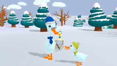 Ducky with Fluffy on the Sleigh