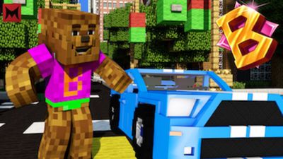 Racing A Car in Minecraft