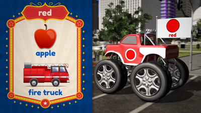 Carnival Learning Pt3 - Learn Colors with Monster Trucks and a Carnival Game for Kids
