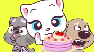 Angela y su tarta rosa