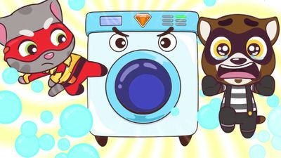 Gran pelea de burbujas en la lavandería